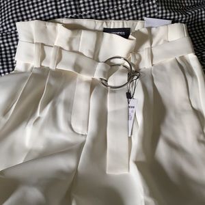 White cream Express women’s dress trousers with belt